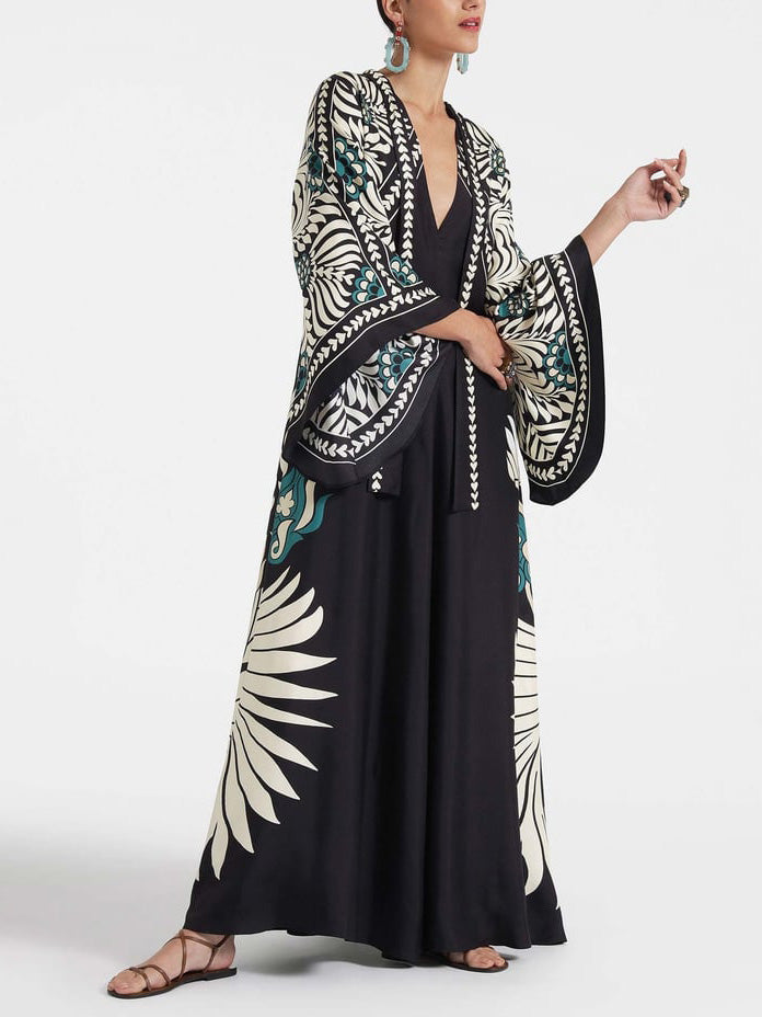 Isla - Unique Floral Print Flowy Maxi Dress