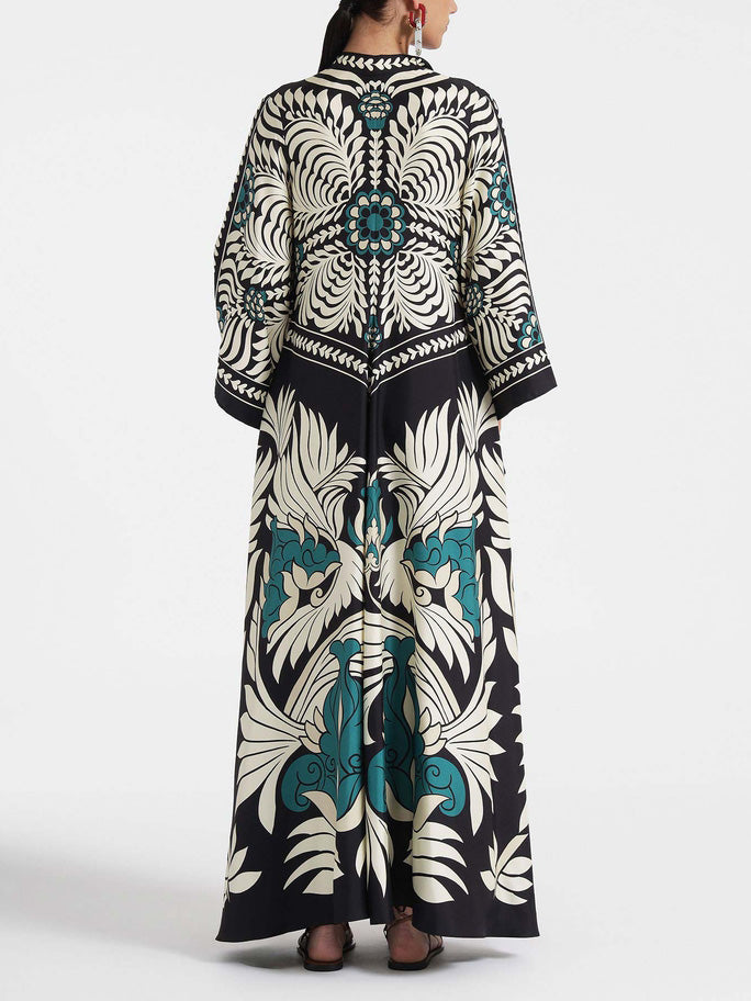Isla - Unique Floral Print Flowy Maxi Dress