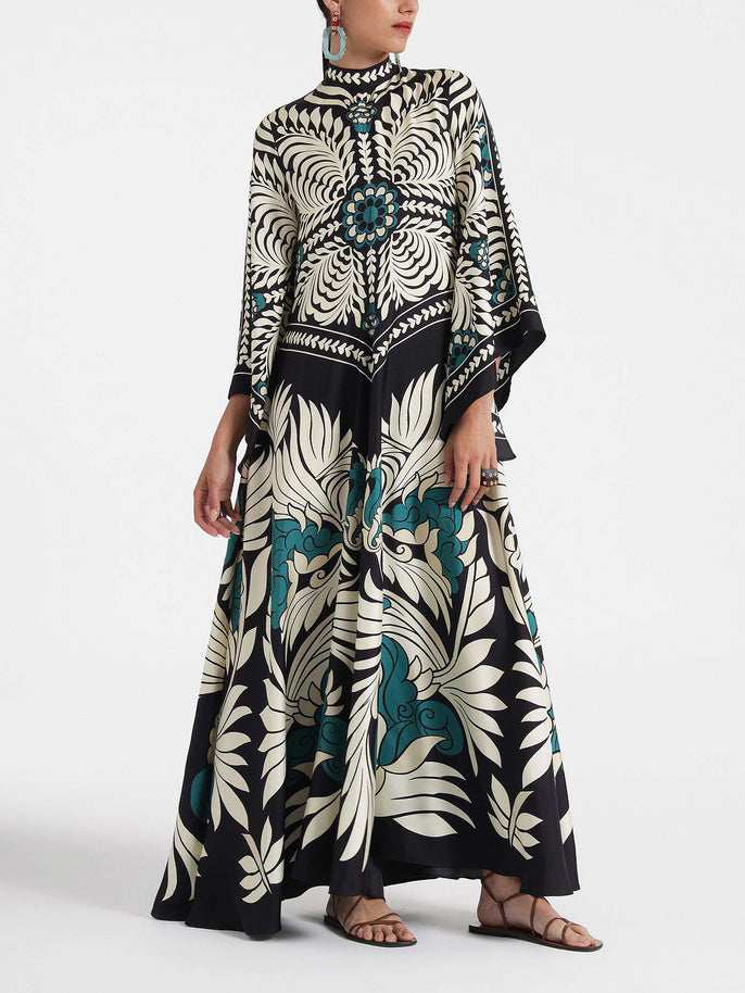 Isla - Unique Floral Print Flowy Maxi Dress