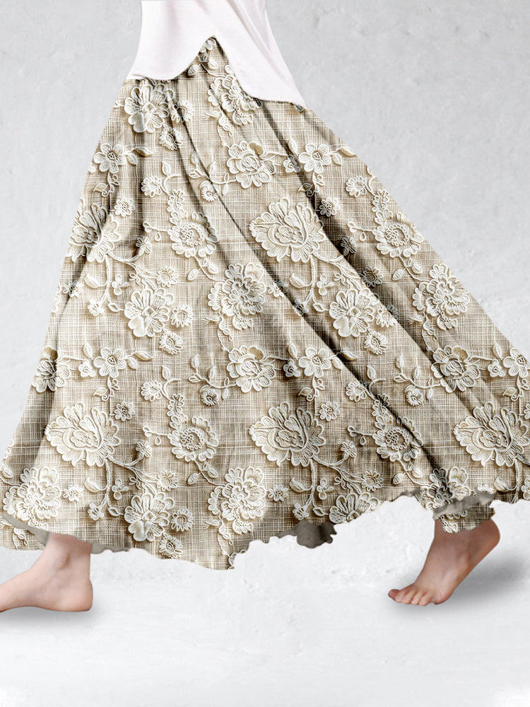 Caliane - Petal Lace Print Skirt