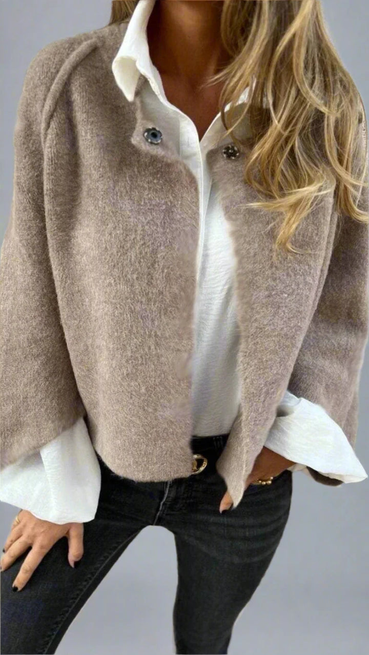 Cecilia - Wool Coat With Round Neck And Long Sleeves