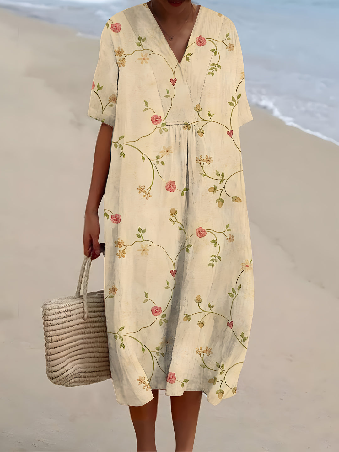 Maya – Casual Floral Print Midi Dress