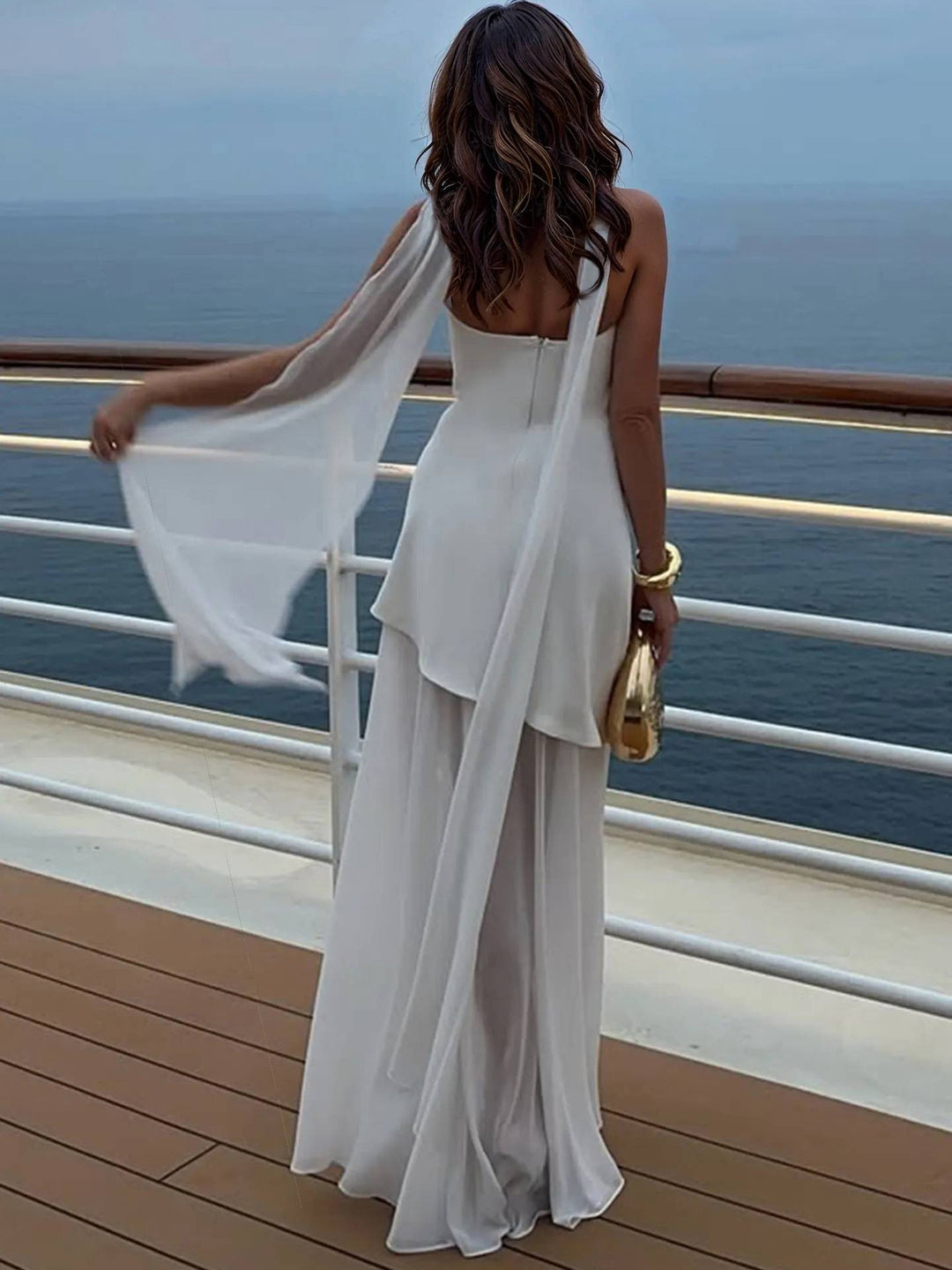 Camilla - Tube Top Spliced Dress with Scarf