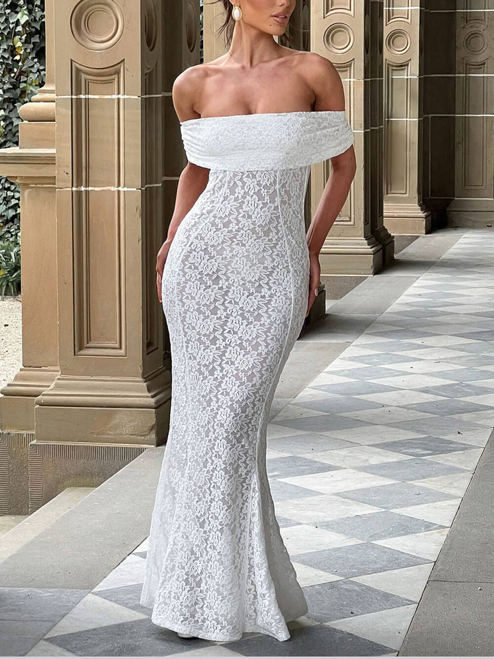 Darcy - Elegant Sexy Floral Lace Fishtail Maxi Dress