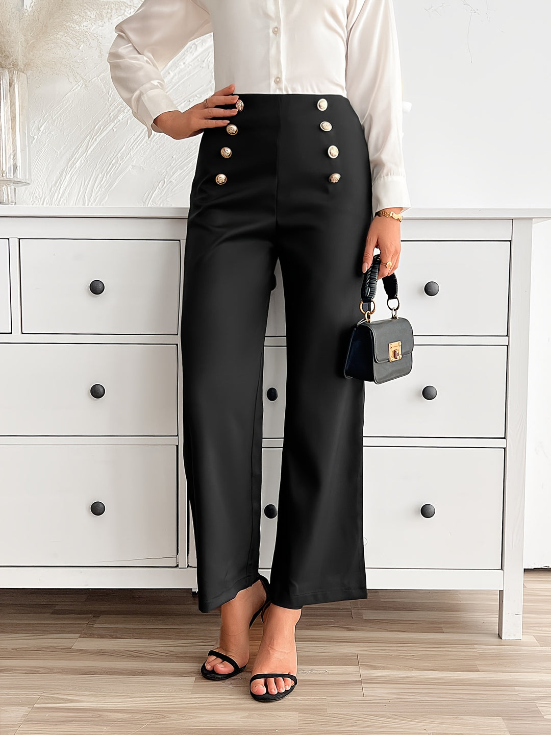 Sophia – Double-Button Wide-Leg Trousers