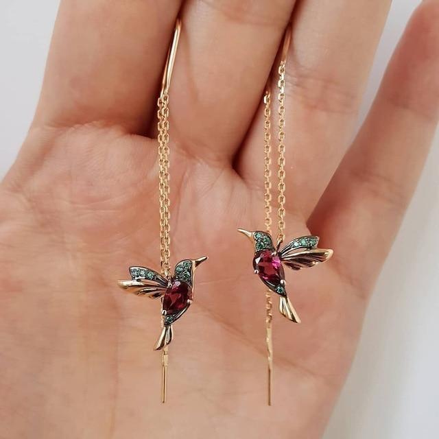 Elysia – Hummingbird Enamel & Zirconia earrings