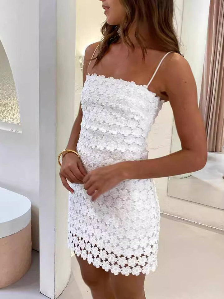Lexi - Summer Sexy Suspender Lace Hollow Mini Dress