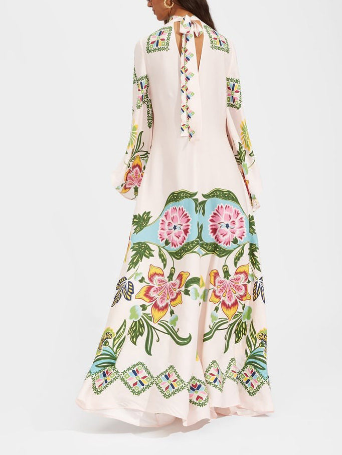 Solana - Exquisite Sunshine Floral Print Flowing Maxi Dress