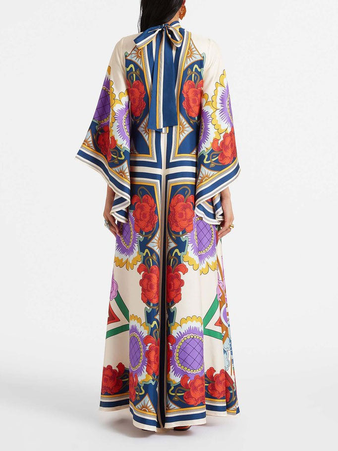 Amara - Unique Ethnic Floral Print Flowing Maxi Dress