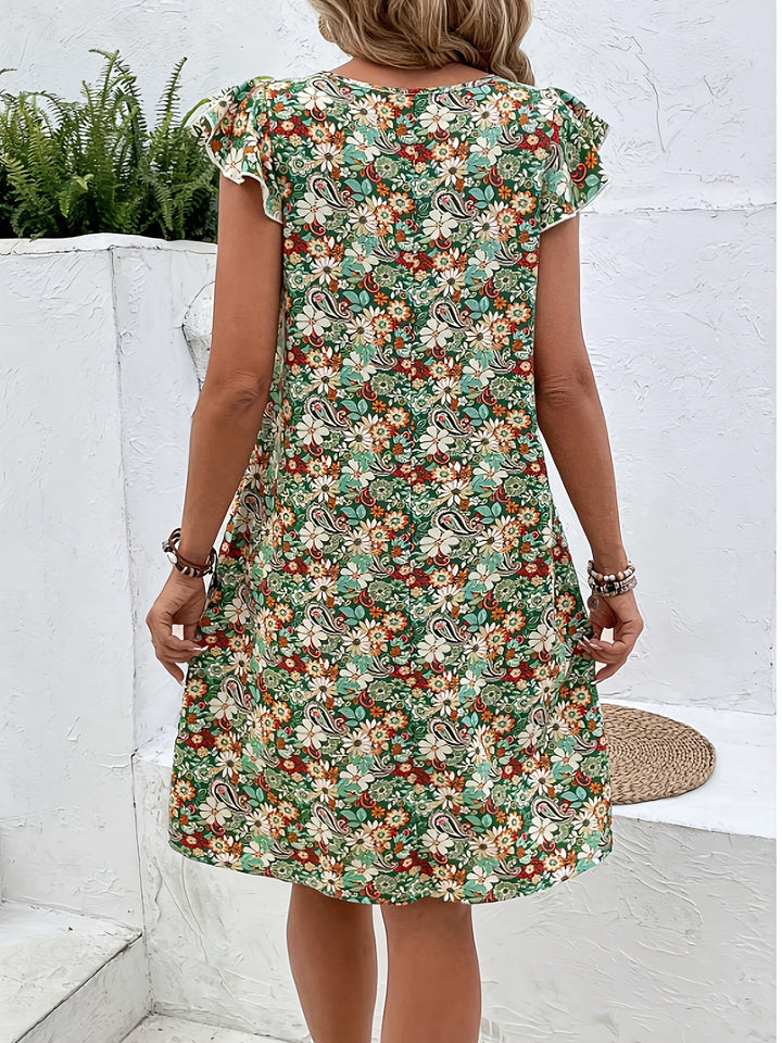 Celeste – Elegant Floral V-Neck Midi Dress