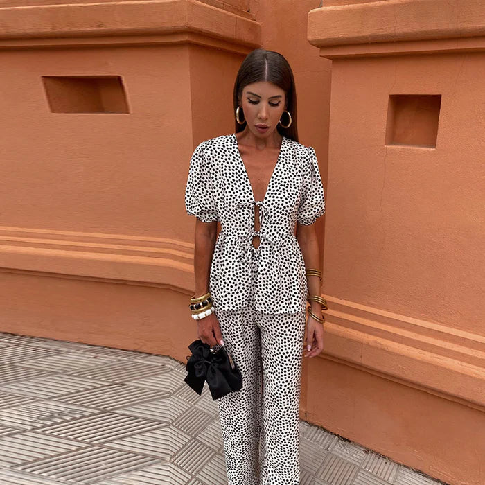 Liora | Summer Two-piece Set with Statement Print