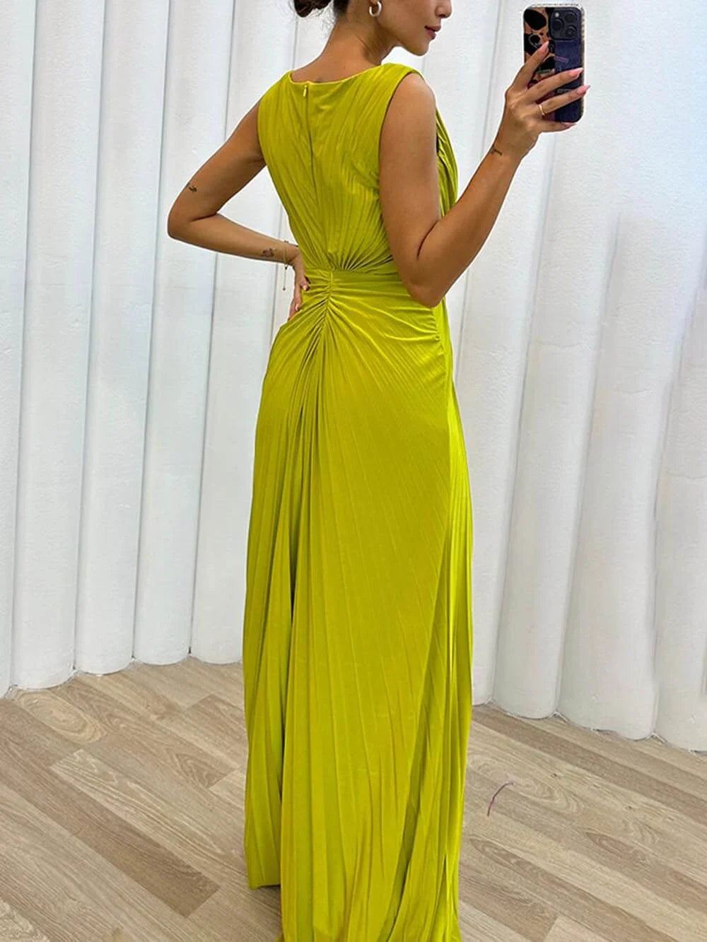 Davine - Pleated Maxi Evening Dress