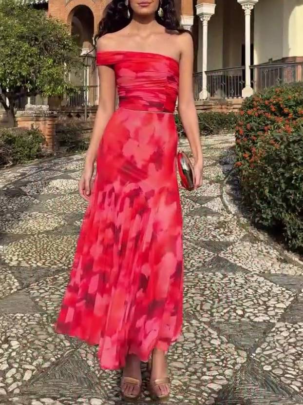 Vivienne - Unique Printed Tube Top And Skirt Two-Piece Set