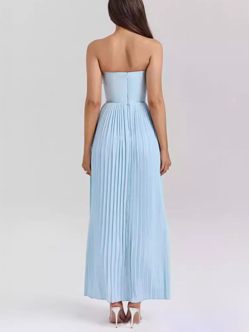 Nina - Elegant Pleated Strapless Maxi Dress