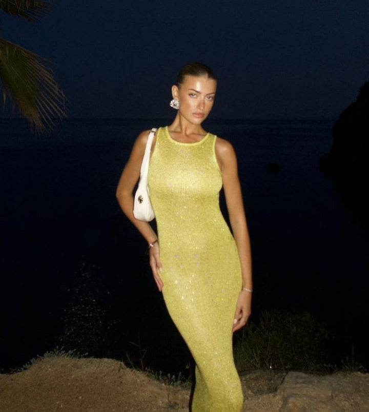 Marina - Glamorous Sequin Sleeveless Maxi Dress