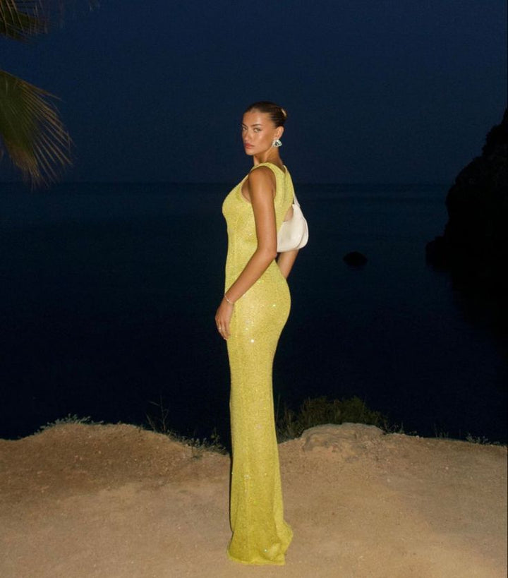 Marina - Glamorous Sequin Sleeveless Maxi Dress
