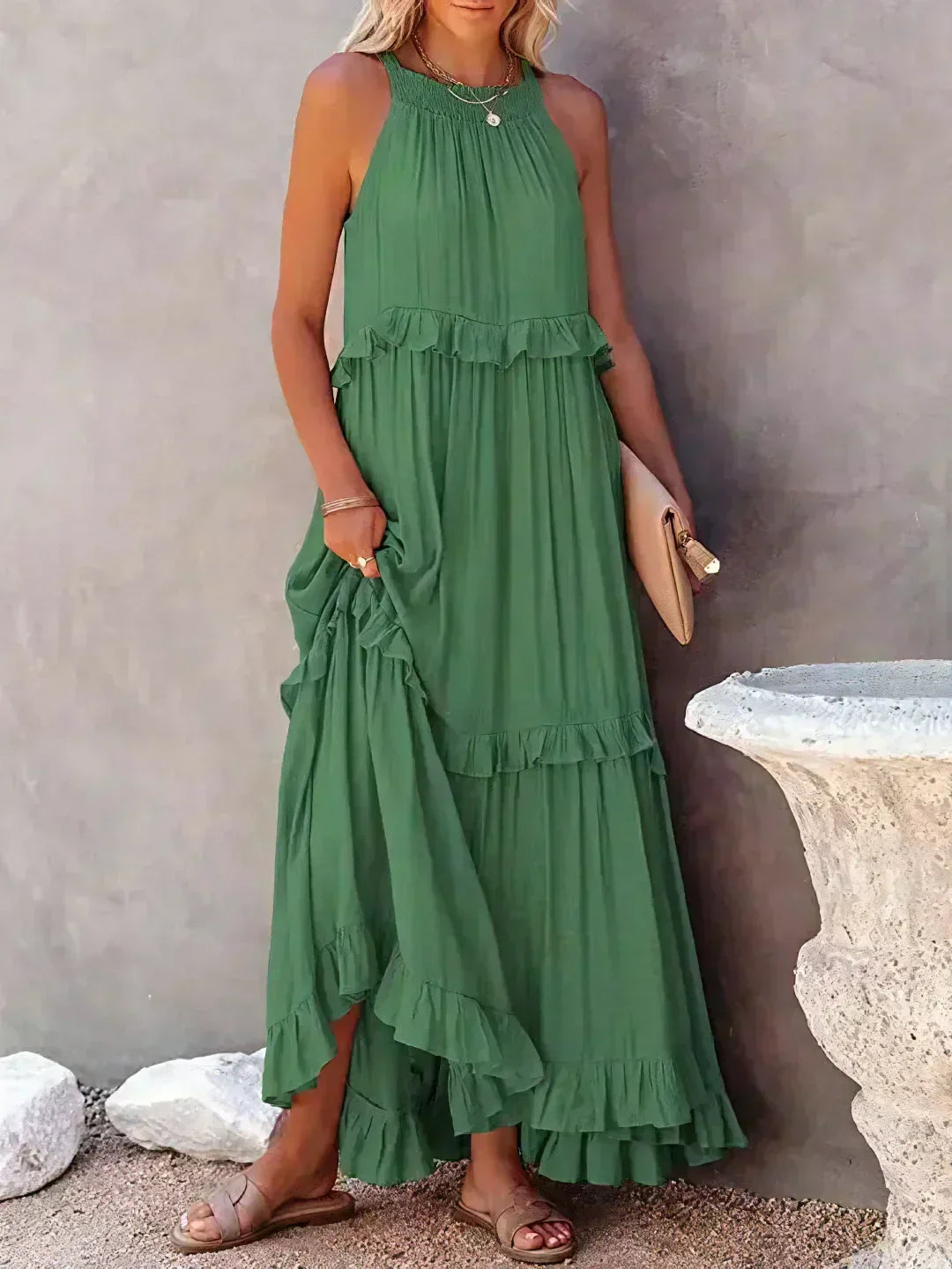 Sarah - Halter Ruffle Maxi Dress (Almost sold out)