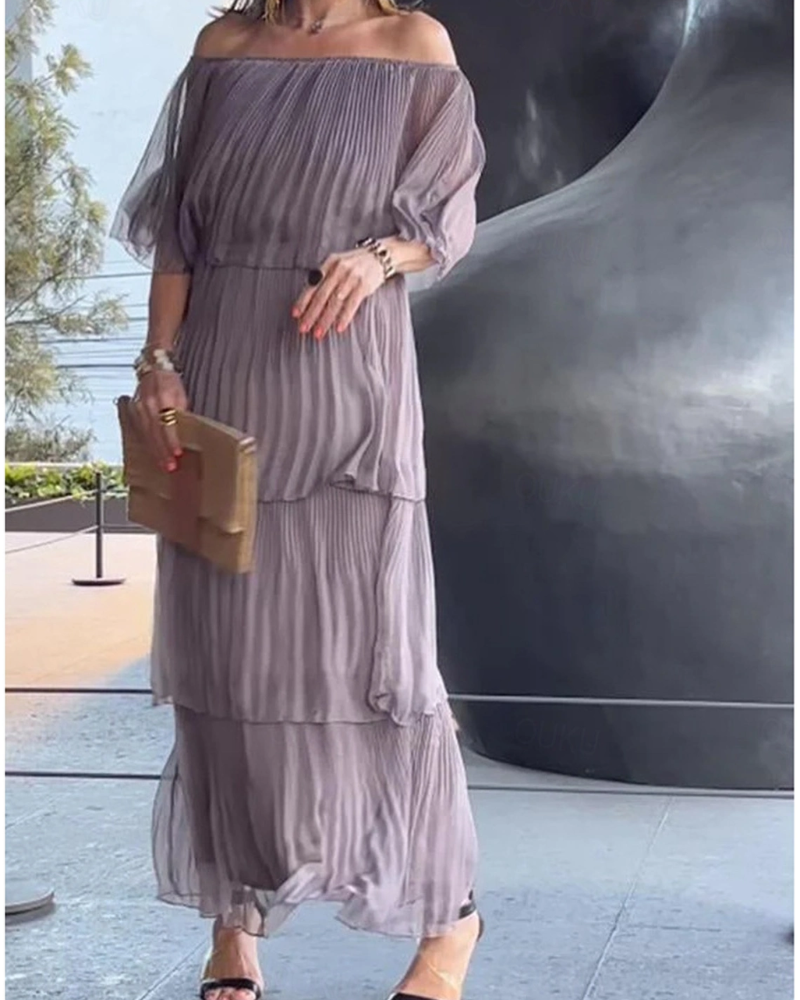 Crisina - Elegant Chiffon Cake Long Dress