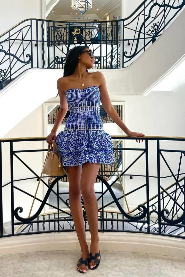 Monica - Strapless Ruffled Open-Back Mini Dress