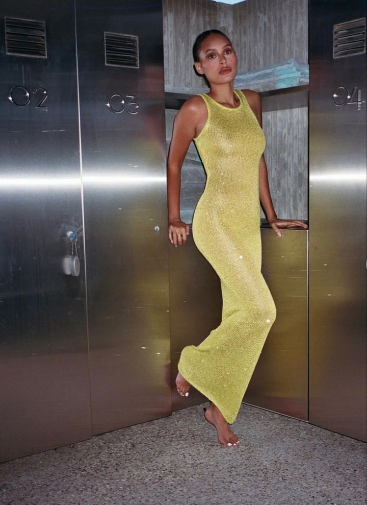Marina - Glamorous Sequin Sleeveless Maxi Dress