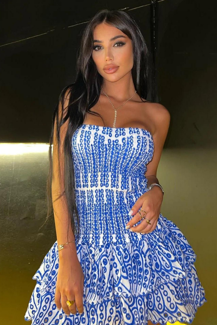 Monica - Strapless Ruffled Open-Back Mini Dress