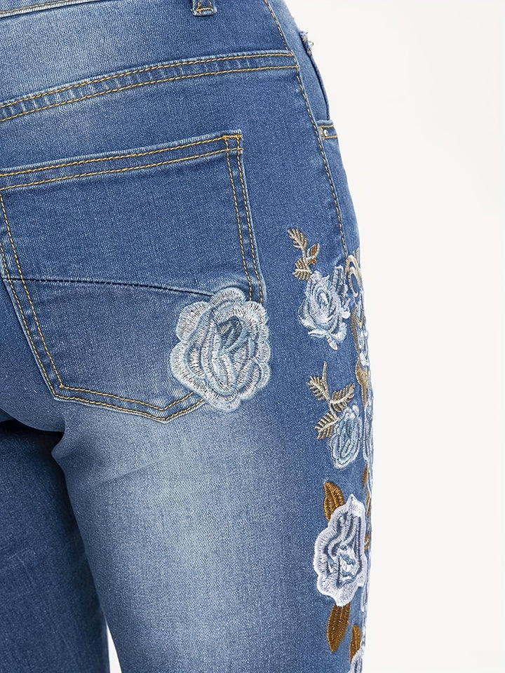 Camila – Embroidered Floral Bell Bottom Jeans