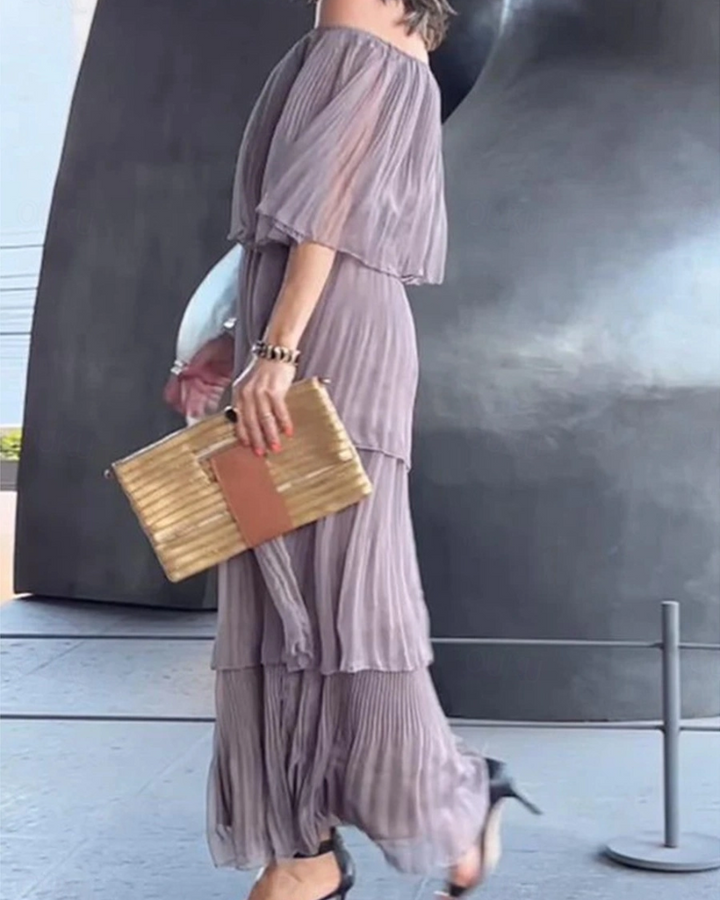Crisina - Elegant Chiffon Cake Long Dress