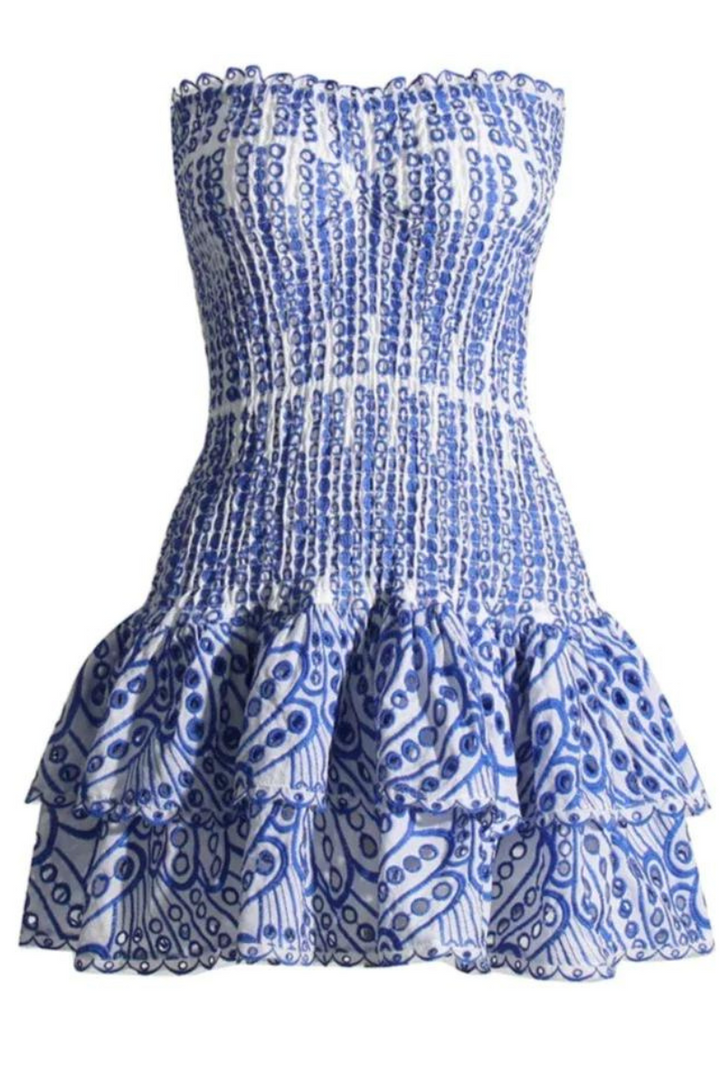 Monica - Strapless Ruffled Open-Back Mini Dress