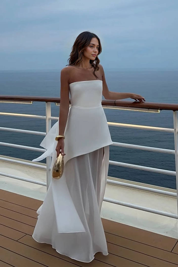 Camilla - Tube Top Spliced Dress with Scarf