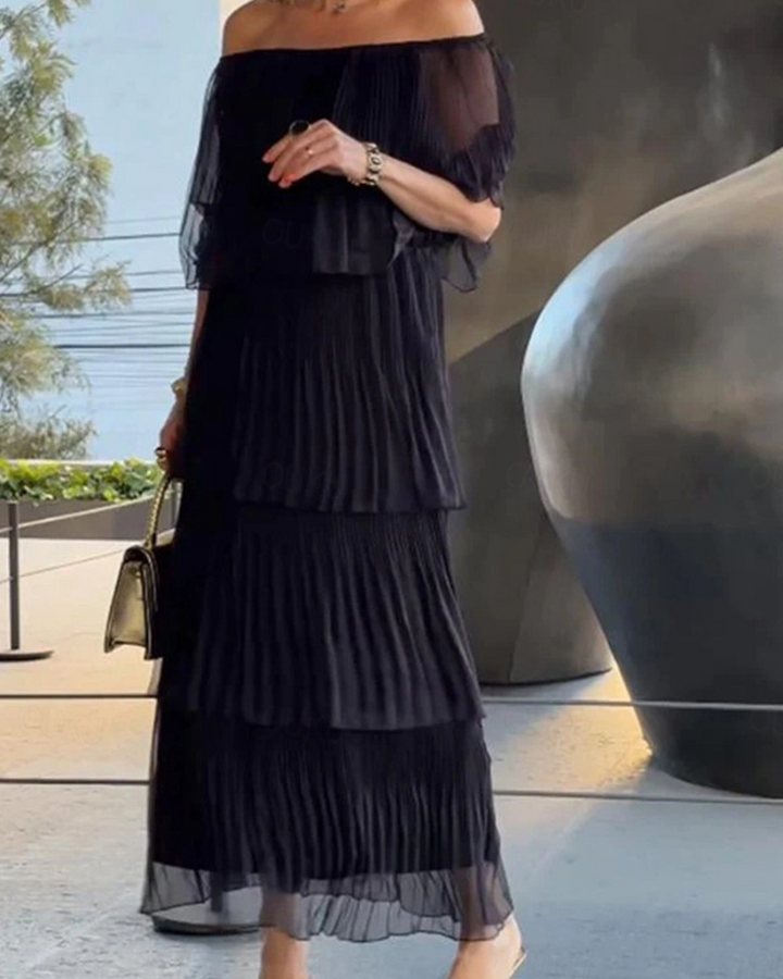 Crisina - Elegant Chiffon Cake Long Dress