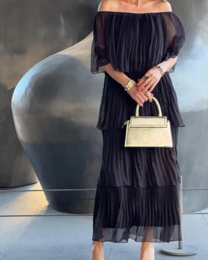 Crisina - Elegant Chiffon Cake Long Dress