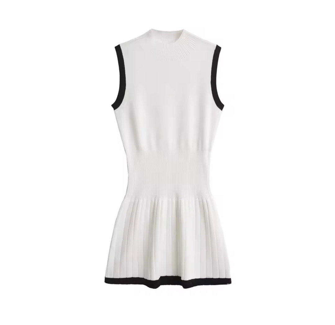 Tessa - Sleek Contrast Ribbed Mini Dress
