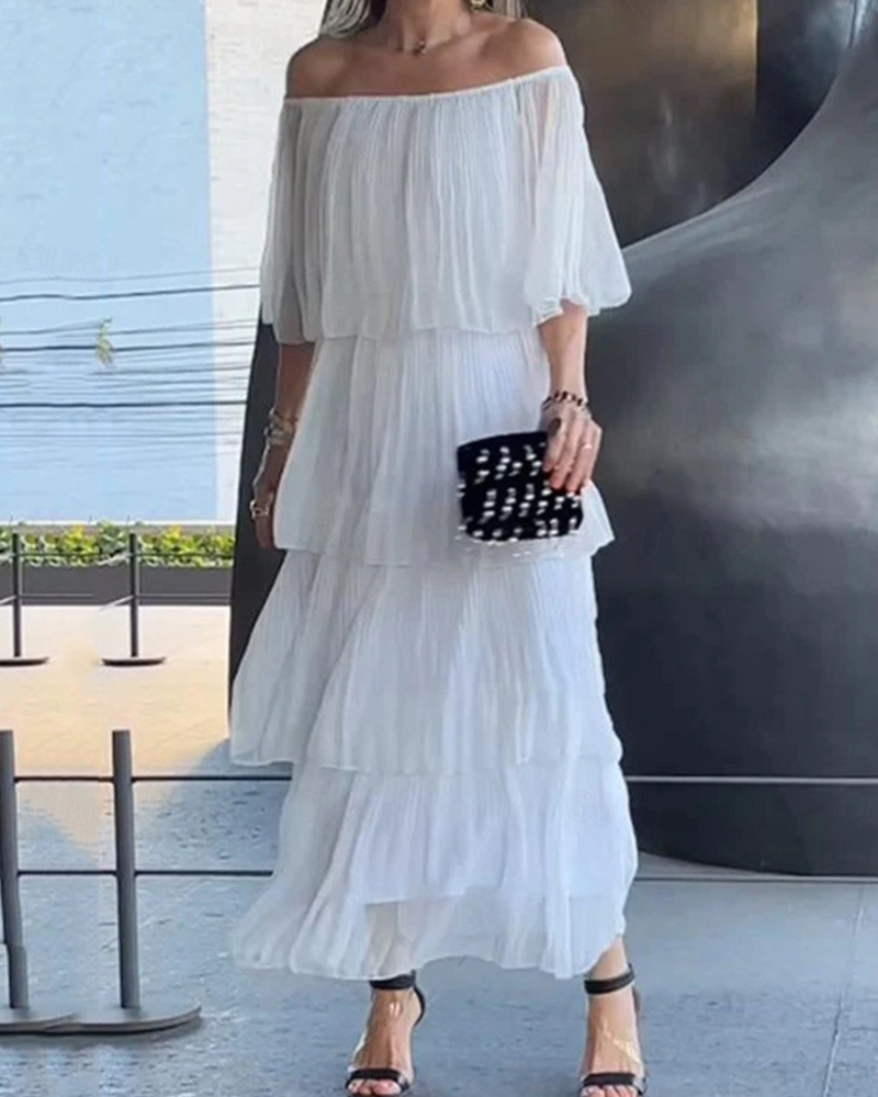 Crisina - Elegant Chiffon Cake Long Dress