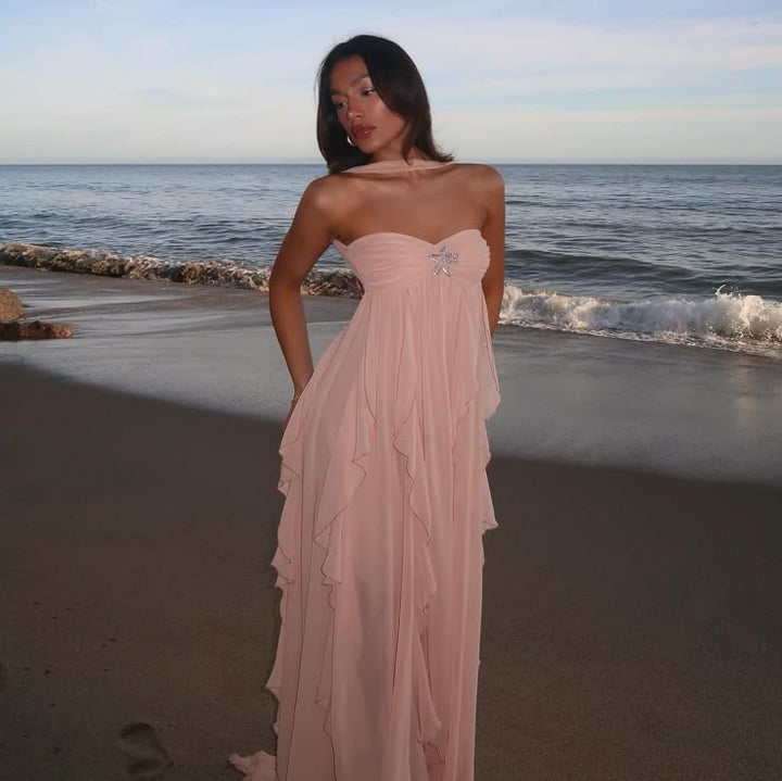 Lana - Elegant Ruffled Strapless Maxi Dress