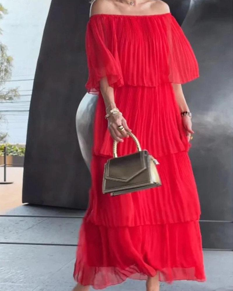 Crisina - Elegant Chiffon Cake Long Dress