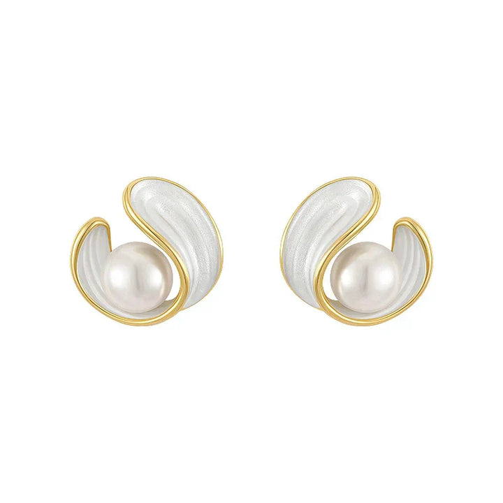Aurora - Luxury White Opal Earrings with Pearls Gold