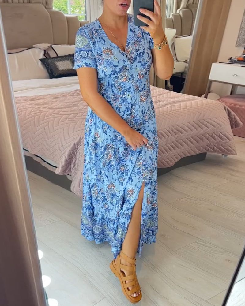 Lisia – Floral Print V-Neck Dress