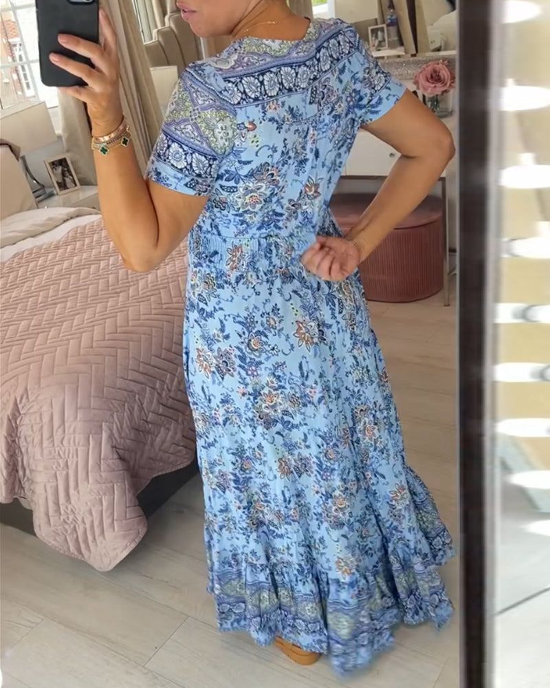 Lisia – Floral Print V-Neck Dress