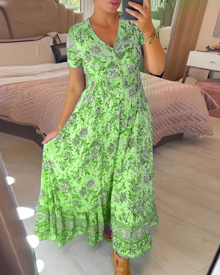 Lisia – Floral Print V-Neck Dress