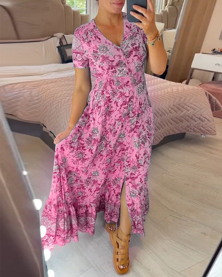 Lisia – Floral Print V-Neck Dress