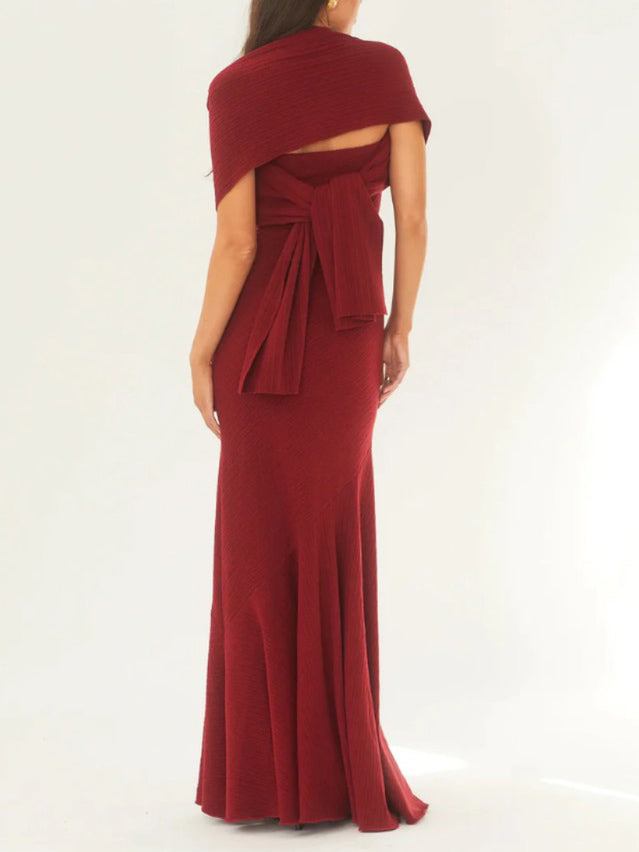 Adriana - Fashion Strapless One Shoulder Fishtail Maxi Dress