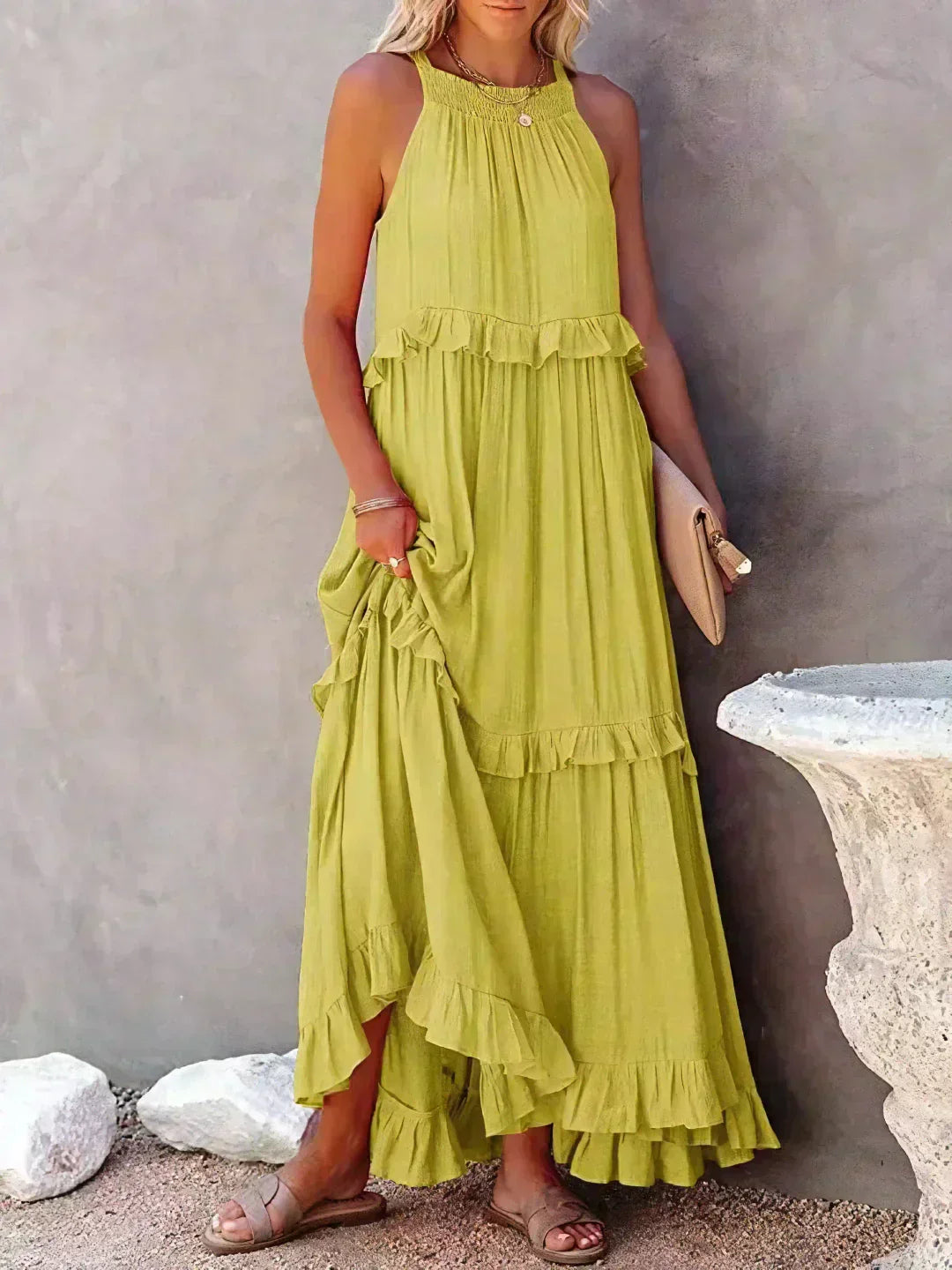 Sarah - Halter Ruffle Maxi Dress (Almost sold out)