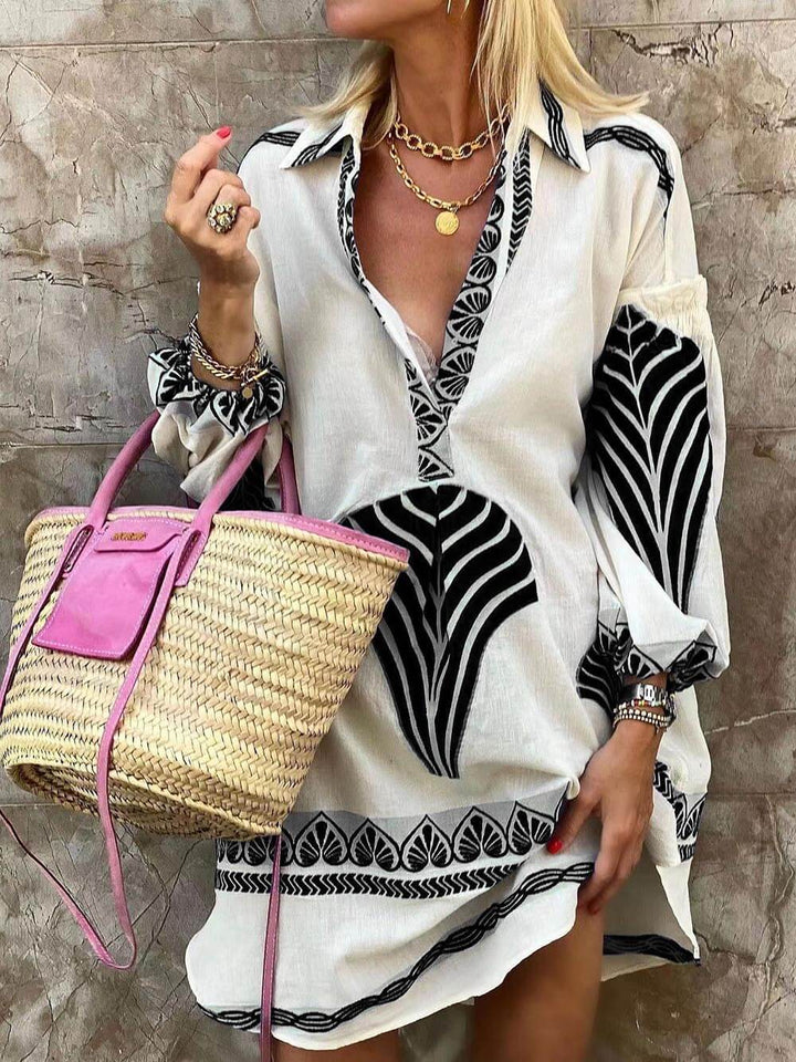 Siena - Simple Unique Print Holiday Mini Dress
