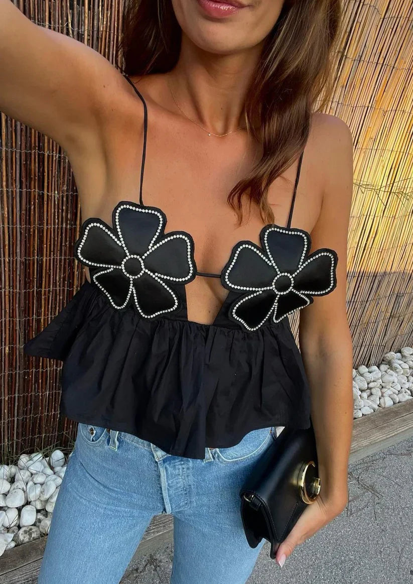 Amarah - Refined Floral Cropped Top