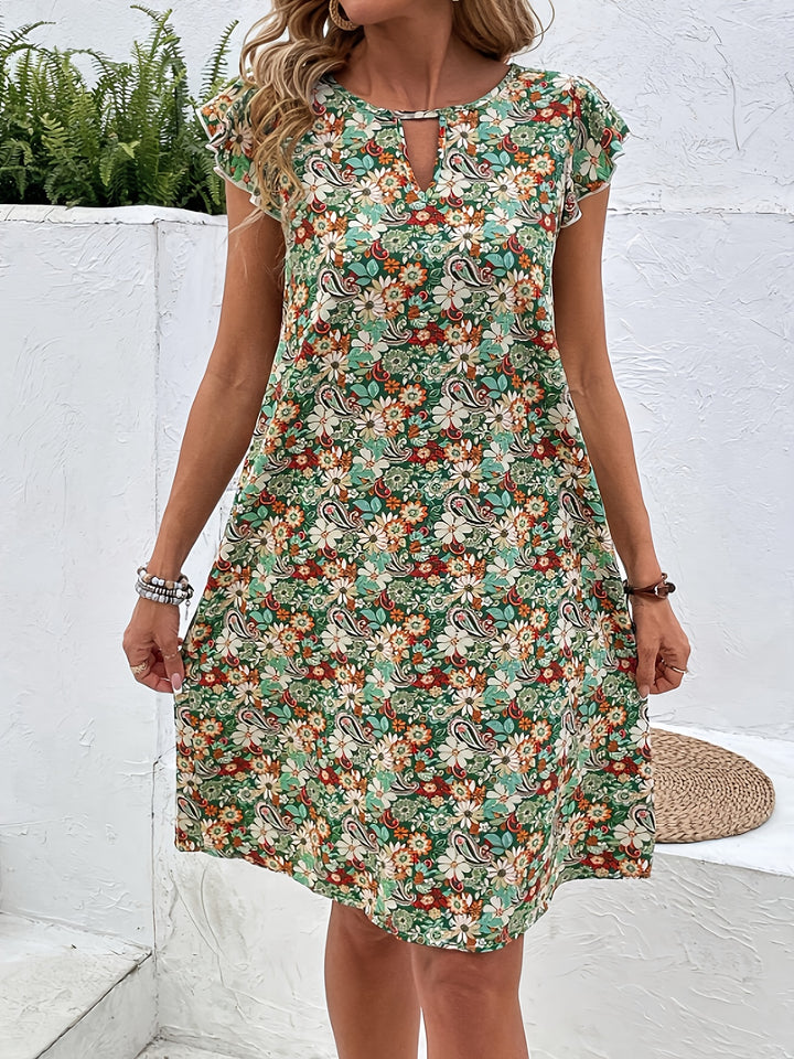 Celeste – Elegant Floral V-Neck Midi Dress
