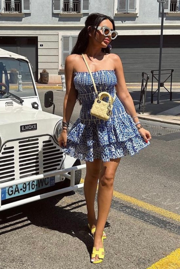 Monica - Strapless Ruffled Open-Back Mini Dress