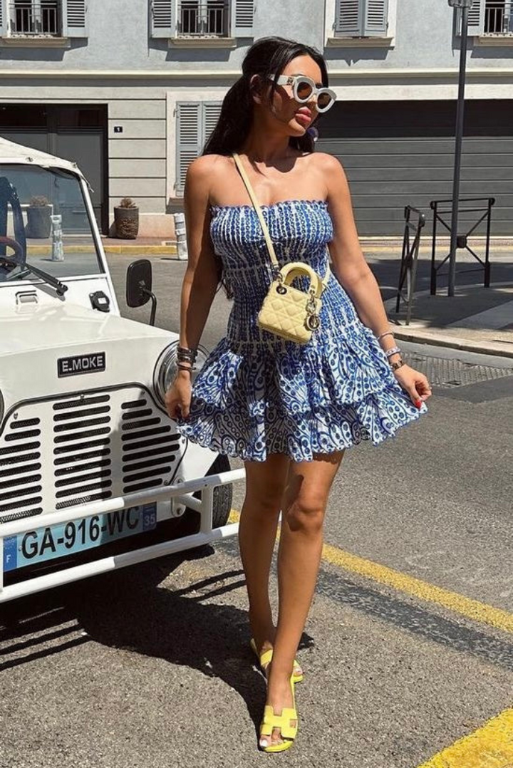 Monica - Strapless Ruffled Open-Back Mini Dress