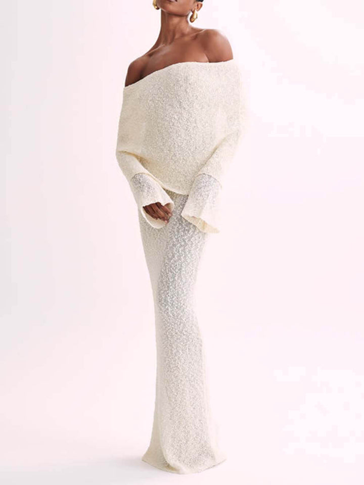 Dalia - Classic Draped Off Shoulder Stretch Vacation Maxi Dress