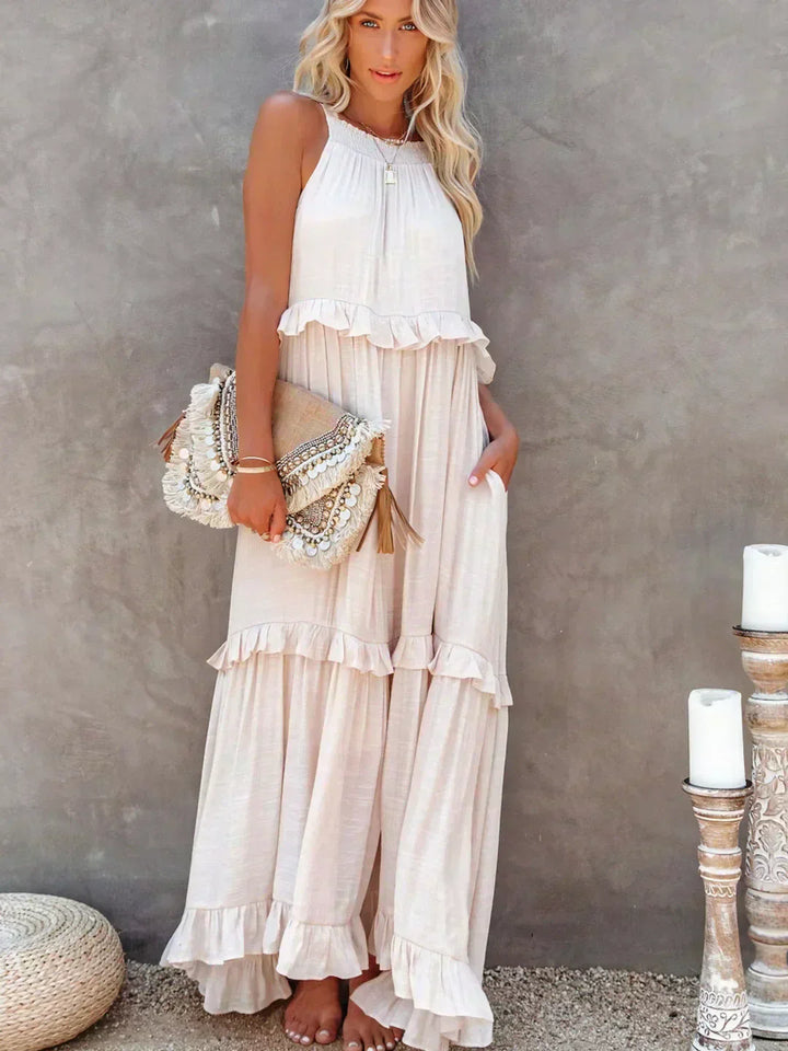 Sarah - Halter Ruffle Maxi Dress (Almost sold out)