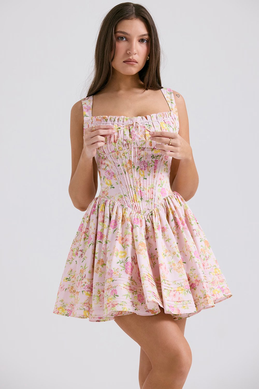 Rhea Mini Dress - Pink Floral